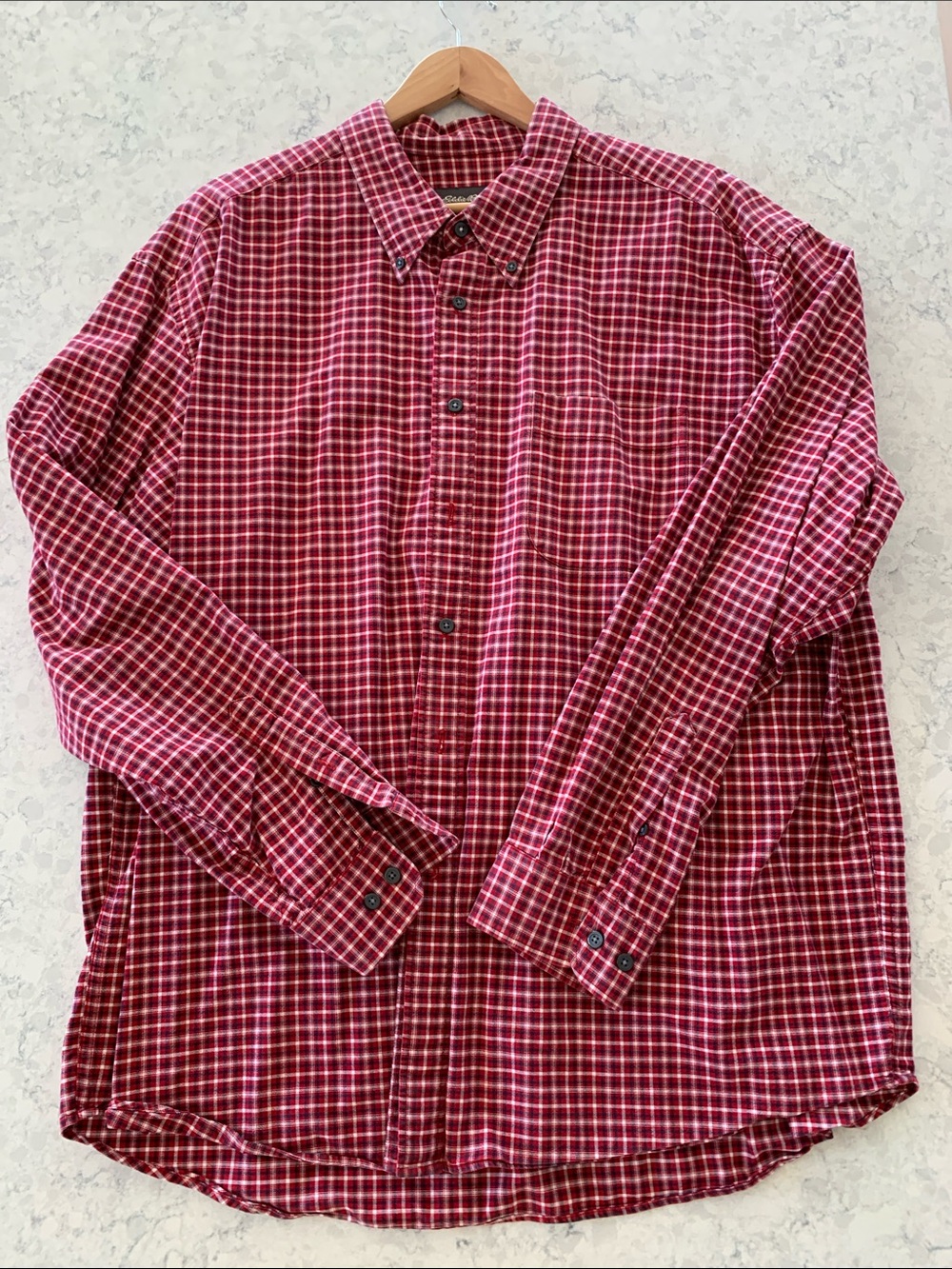 Eddie Bauer Red Plaid Button-Down Shirt